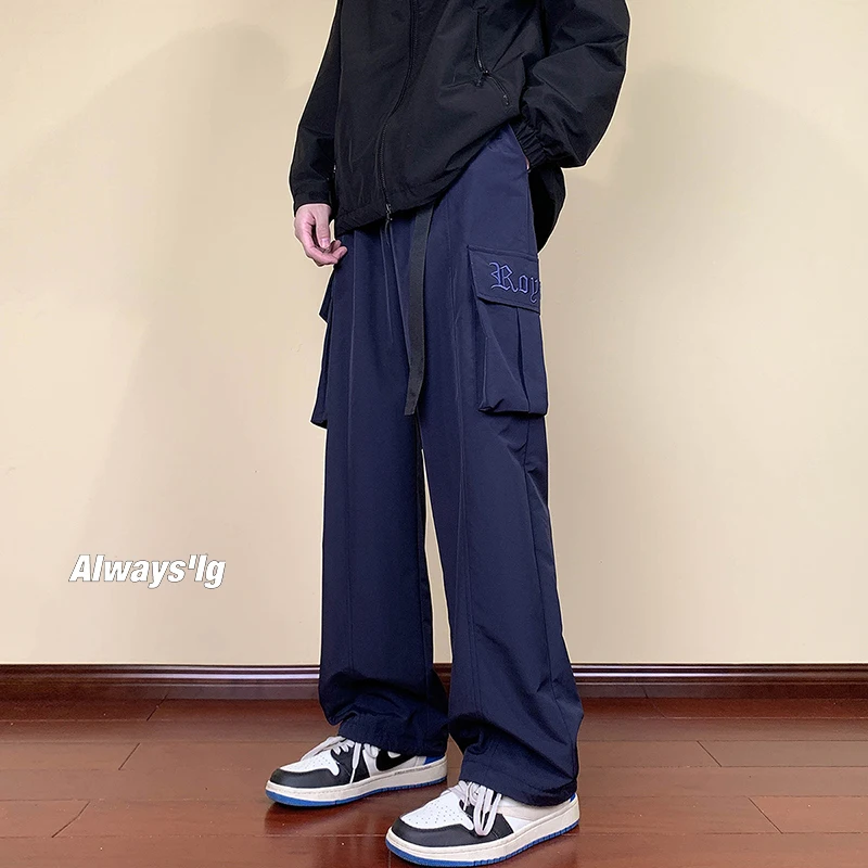 

Мужские осенние функциональные брюки-карго прямого кроя, свободные, широкие, повседневные, спортивные, модные, длинные брюки