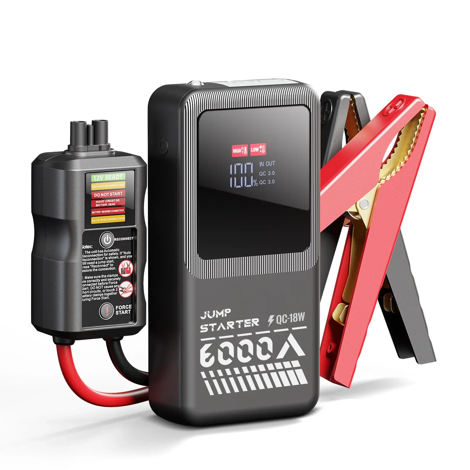 

12V 22000mAh Car Battery Jump Starter Power Pack with USB Quick Charge (Up To 8.5L Gas or 6.5L Diesel Engine) Battery Booster