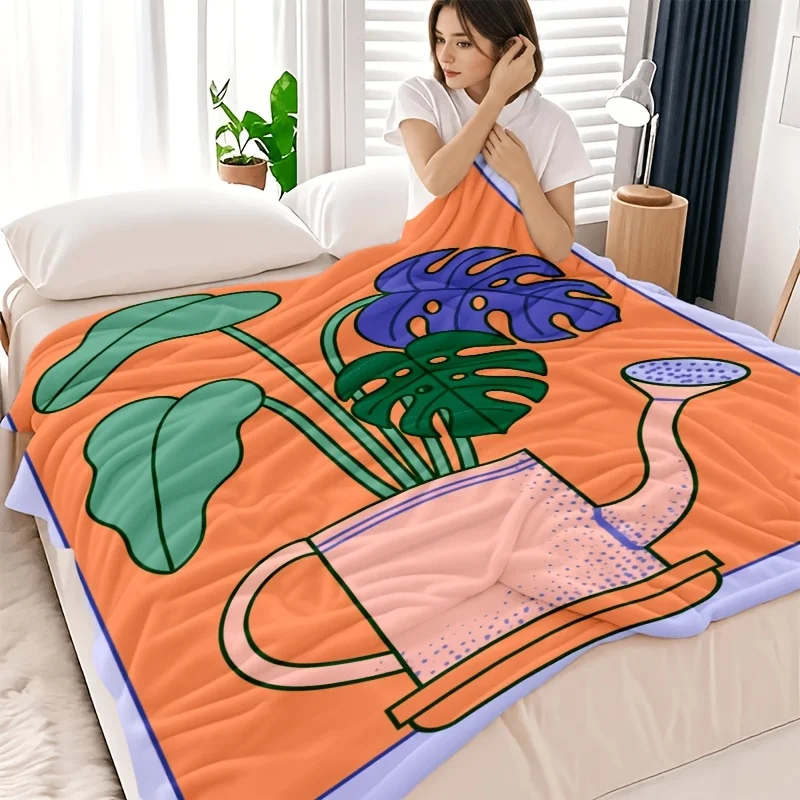 Tropical Leaf Blanket Throw Cozy Jungle Pattern Living Room Decor Queen Size  Tropical Leaf Blanket Throw Cozy Jungle Pattern Bo
