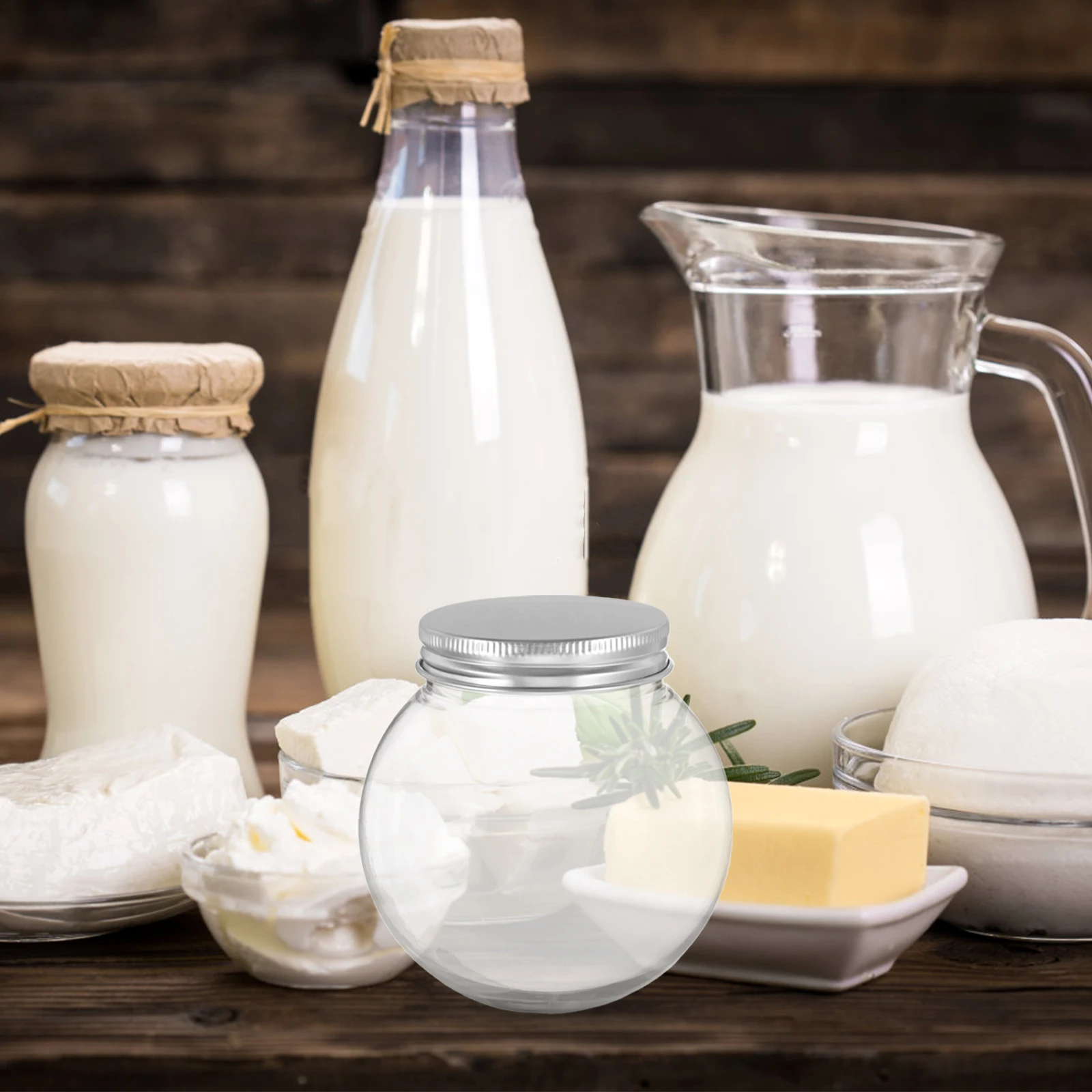10 Stück Joghurt-Rundflasche (250 ml Aluminium transparentes Getränk Mini-Kunststoffversiegelung verdickt