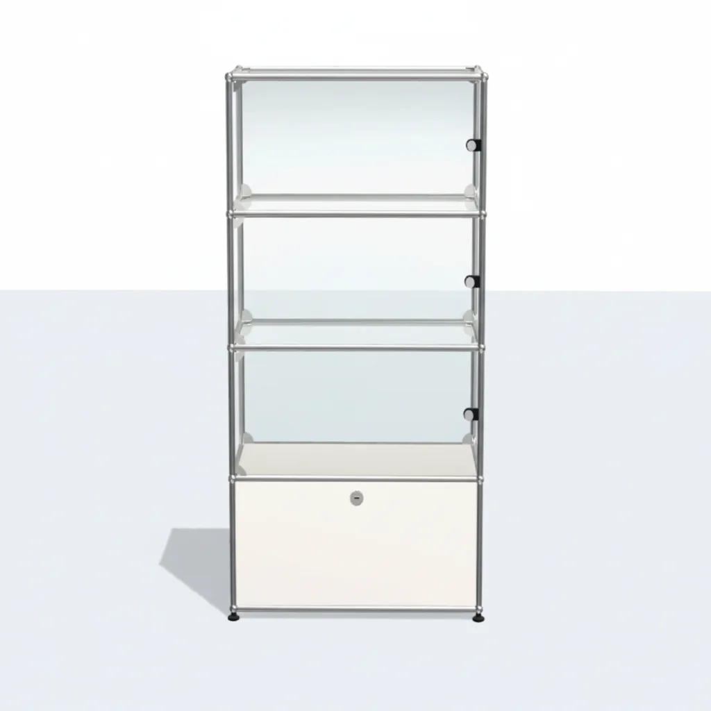 Customizable Modern Modular Furniture Minimalist Style Stainless Steel Sideboard Wardrobe Bedside Glass Display Cabinet