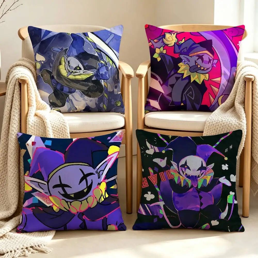 D-Deltarune J-Jevil Customizable Square Pillow case Double Sided Print Sofa Bedroom Decor Cushion Cover