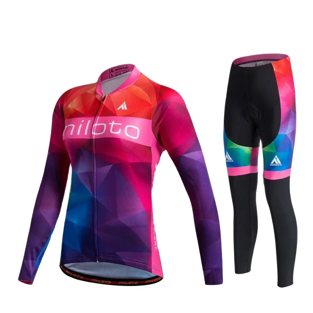 

Women's Long Sleeve Cycling Jersey Race Cut Aero Bib Pants Autumn Bike Jerseys Road Track Bicycle Clothing Wear Ropa Ciclismo