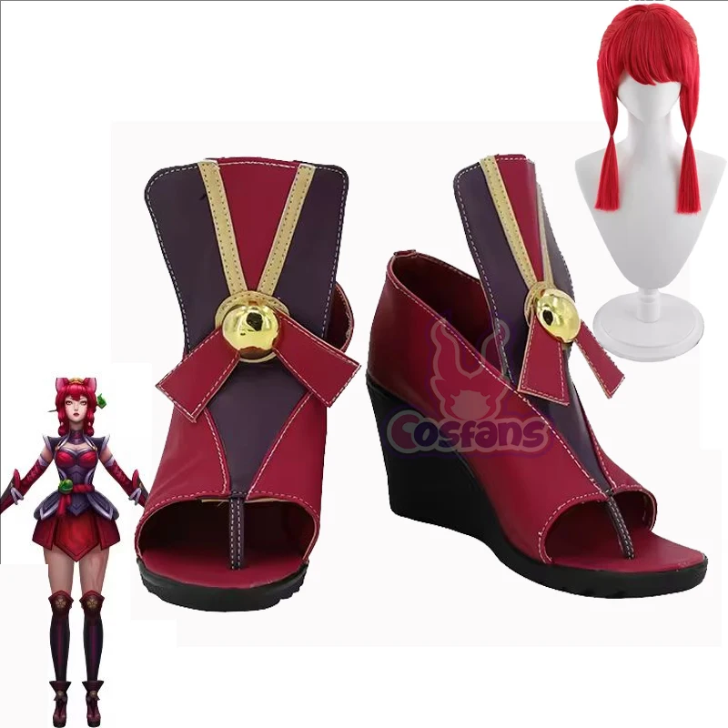 

LOL Foxfire Ahri Cosplay Wig Shoes High Heeled Shoes The Nine Tailed Fox Ahri Foxfire Outfit Role Play For Hallowmas Carnival