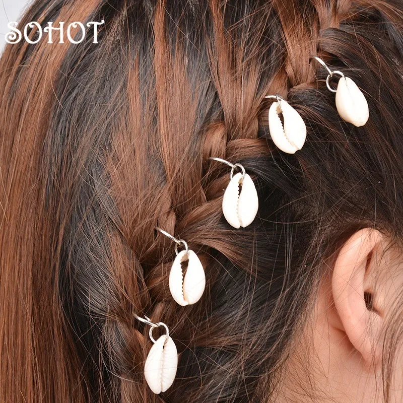 

SOHOT New Arrived Set Circle Shell Cross Pendant Women Hairwear Dreadlocks Locs Headbands Hair Clips Ornaments Gift
