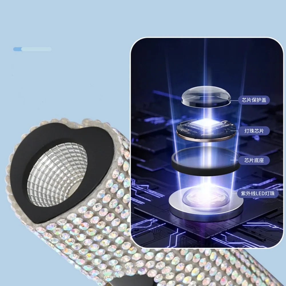 صالون محمول سريع الجفاف USB آلة مجفف الأظافر مع أحجار الراين أدوات العلاج بالضوء المنزلية الأشعة فوق البنفسجية LED مسمار مصباح مصباح يدوي صغير القلم #5