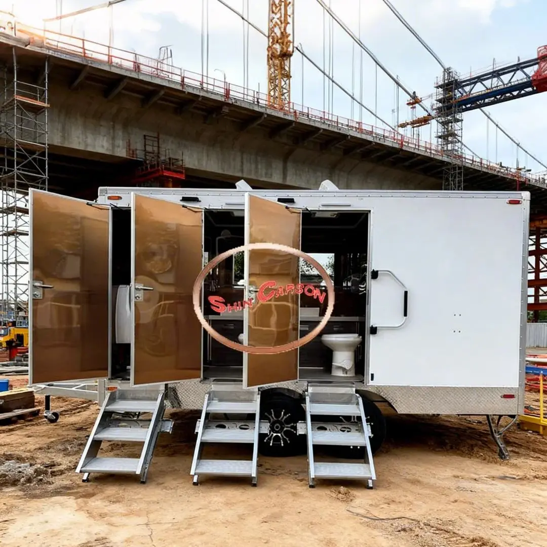 

Portable Towed Outdoor Toilet with Accessible Disabled Room Non-Slip Wear-Resistant Easy to Move for Events And Emergency Use