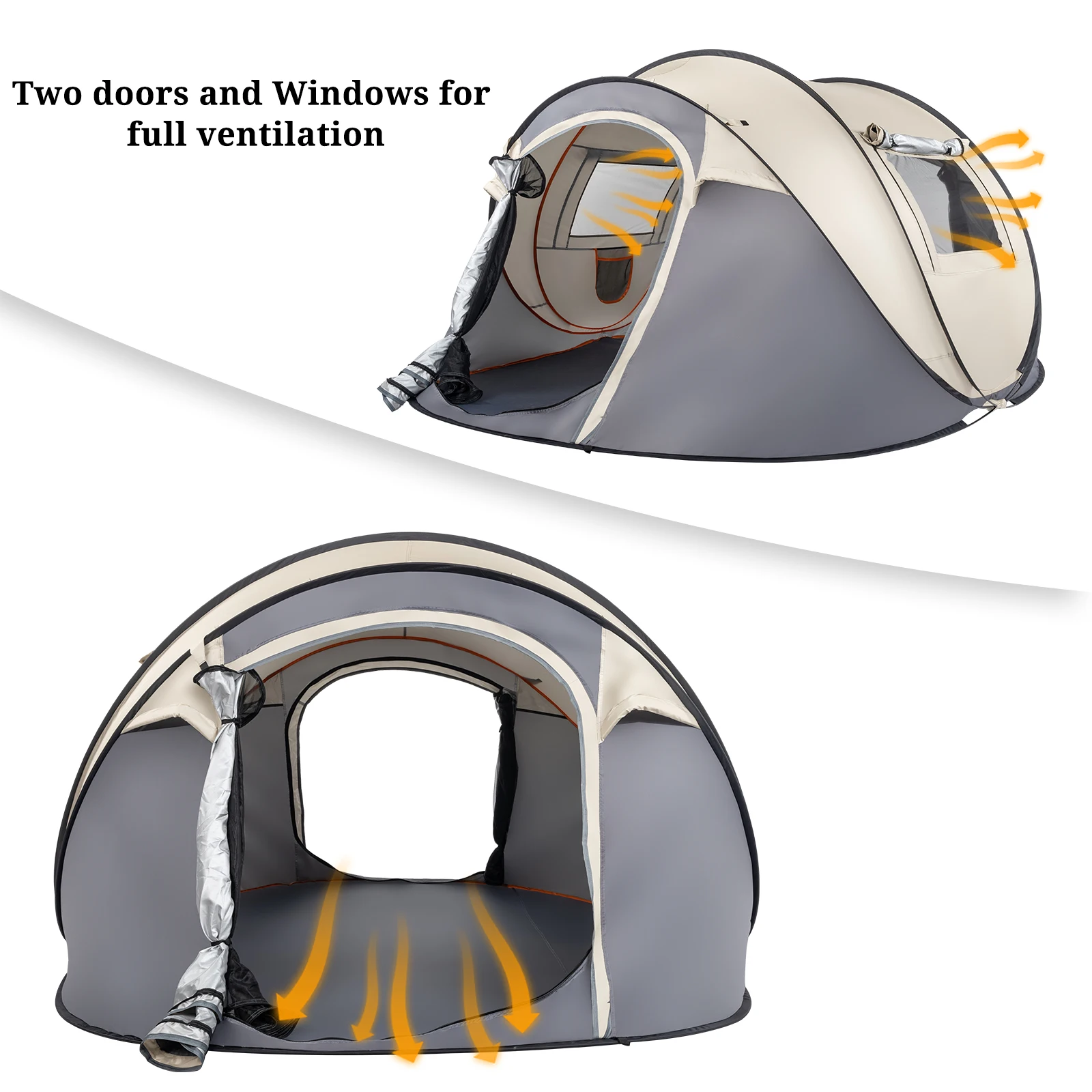 Boat-shaped throw tent, outdoor free-to-build fully automatic quick-open tent, foldable large space beach tent