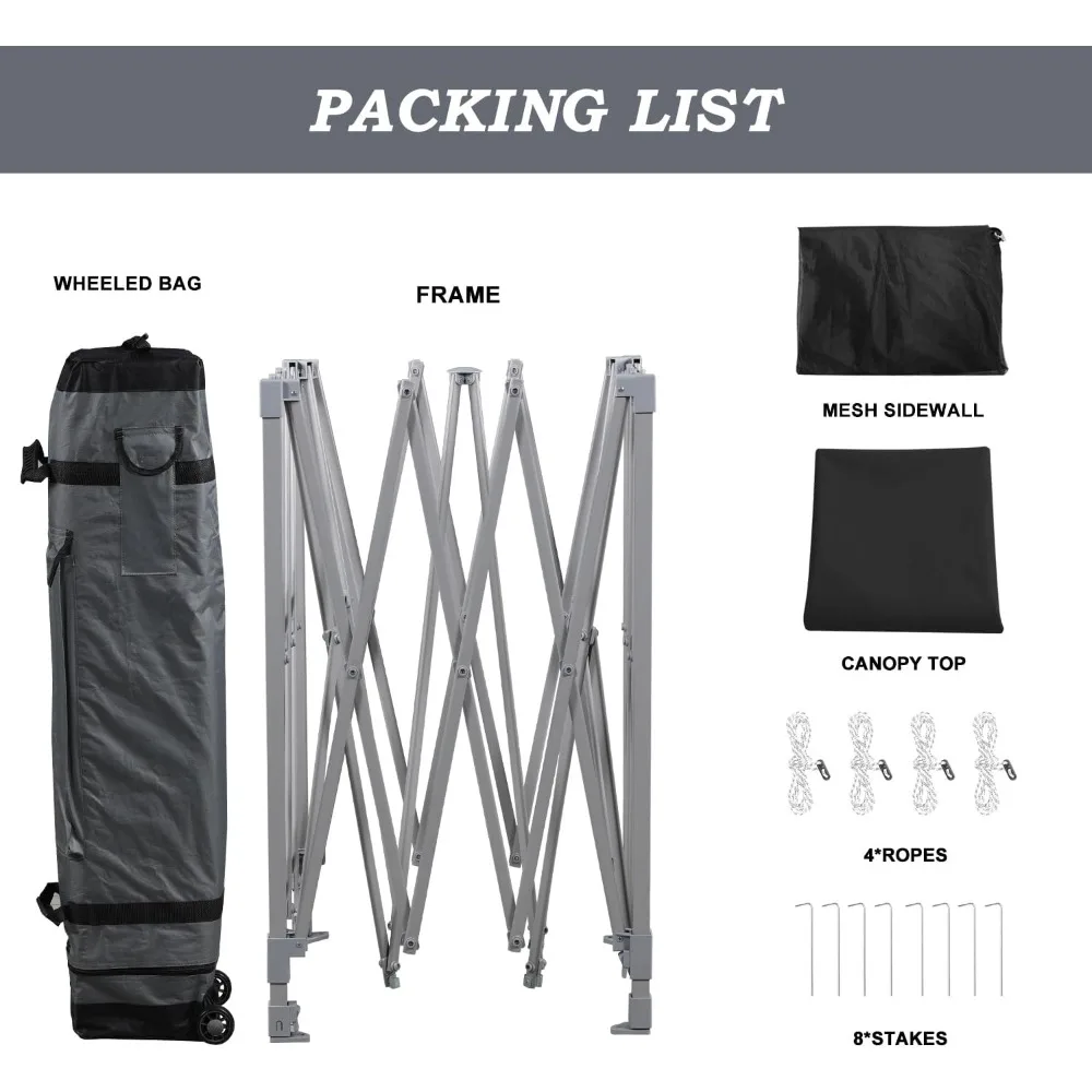 12 x 12 Fuß Pop-Up-Überdachungszelt mit Netz, wasserabweisender 210D-Oxford-Stoffschirm, einfach zu montierender kommerzieller Pavillon mit Rädern