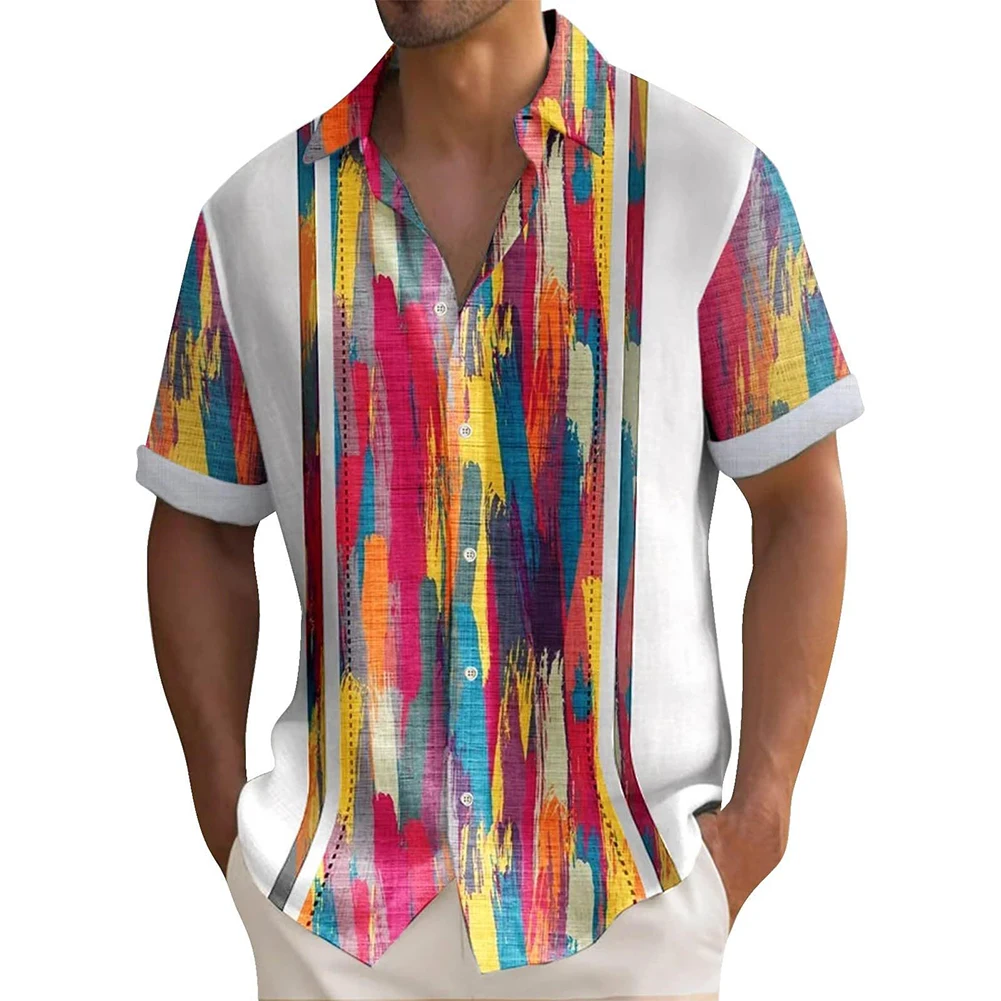 Mens Hawaiian Print Short Sleeve Shirt Beach Holiday Blouse Top Party T Dress Up