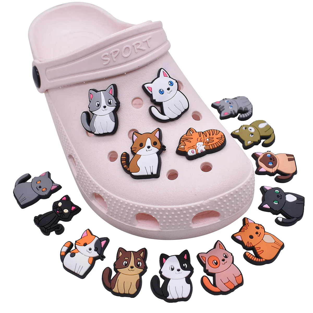 1szt Pin Shoe Charms for Crocs Shoes Accessories New Cats Decoration Jeans Women Sandals Buckle Kids Favors Badges Boy Girl Gift