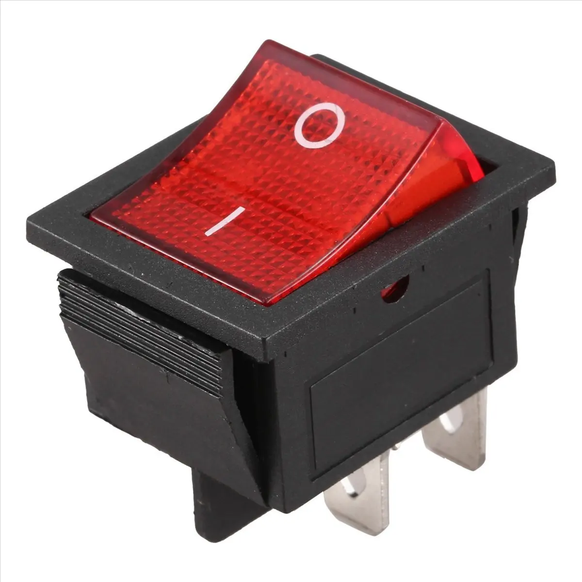 DT60 Red Light Illuminated 4 Pin DPST ON/OFF Snap in Rocker Switch 16A 20A 250V AC