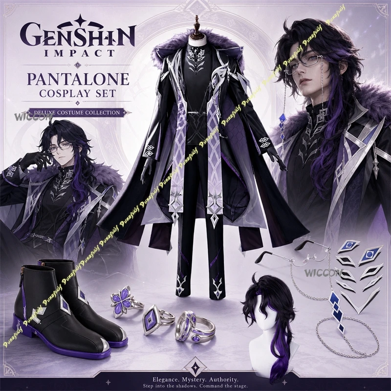 Costume Pantalone Fatui Harbinger Genshin Impact, uniforme de cosplay anime pour fête, vêtements d'Halloween, costume de performance Comic Con