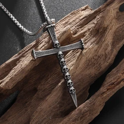 Retro Skull Cross Pendant Necklace for Men and Women Classic Gothic Style Personalized Amulet Accessory Pendant