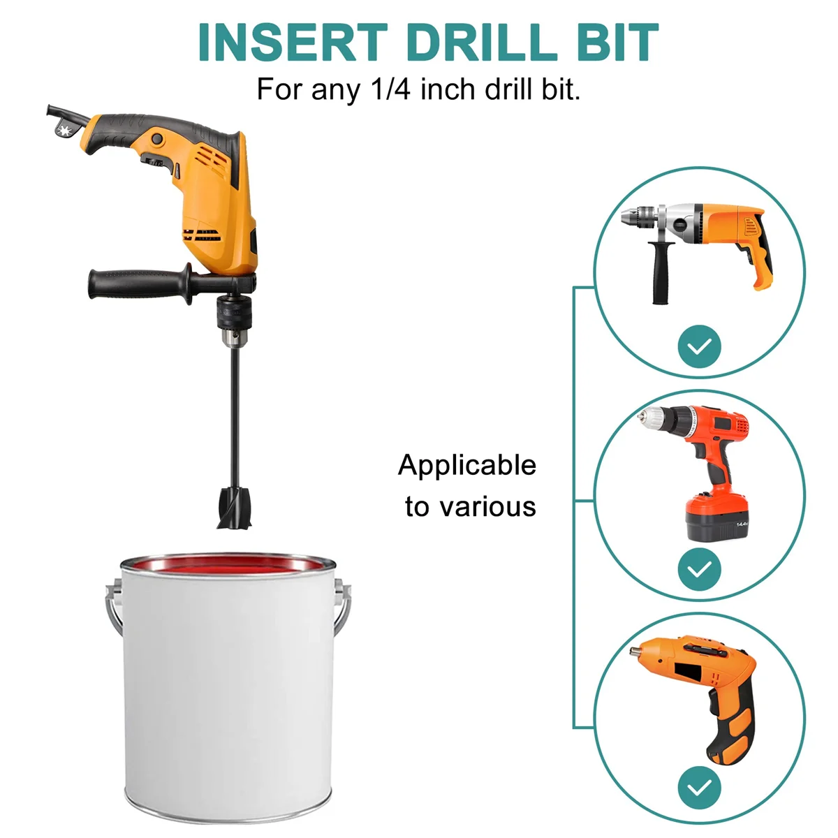Лопасти для смешивания краски из эпоксидной смолы ABKY для дрели, 4 шт. многоразовые лопасти для смешивания краски для дрели и 2 удлинителя