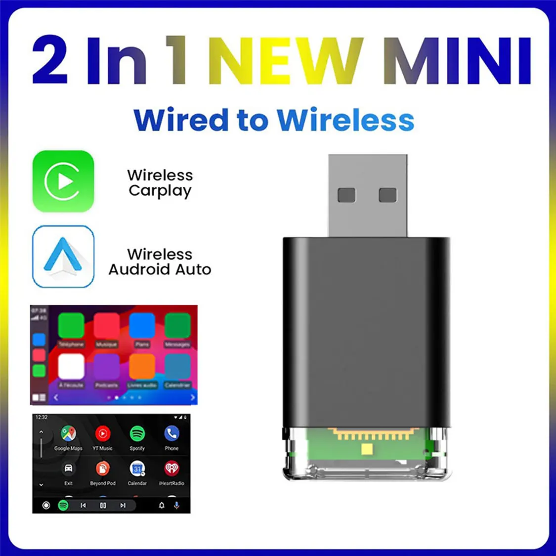 

TrolinkTek Halloween gift 2in1 Wireless CarPlay&Android Auto Adapter for OEM Wired CarPlay Vehicles Car Radio Plug and Play ﻿