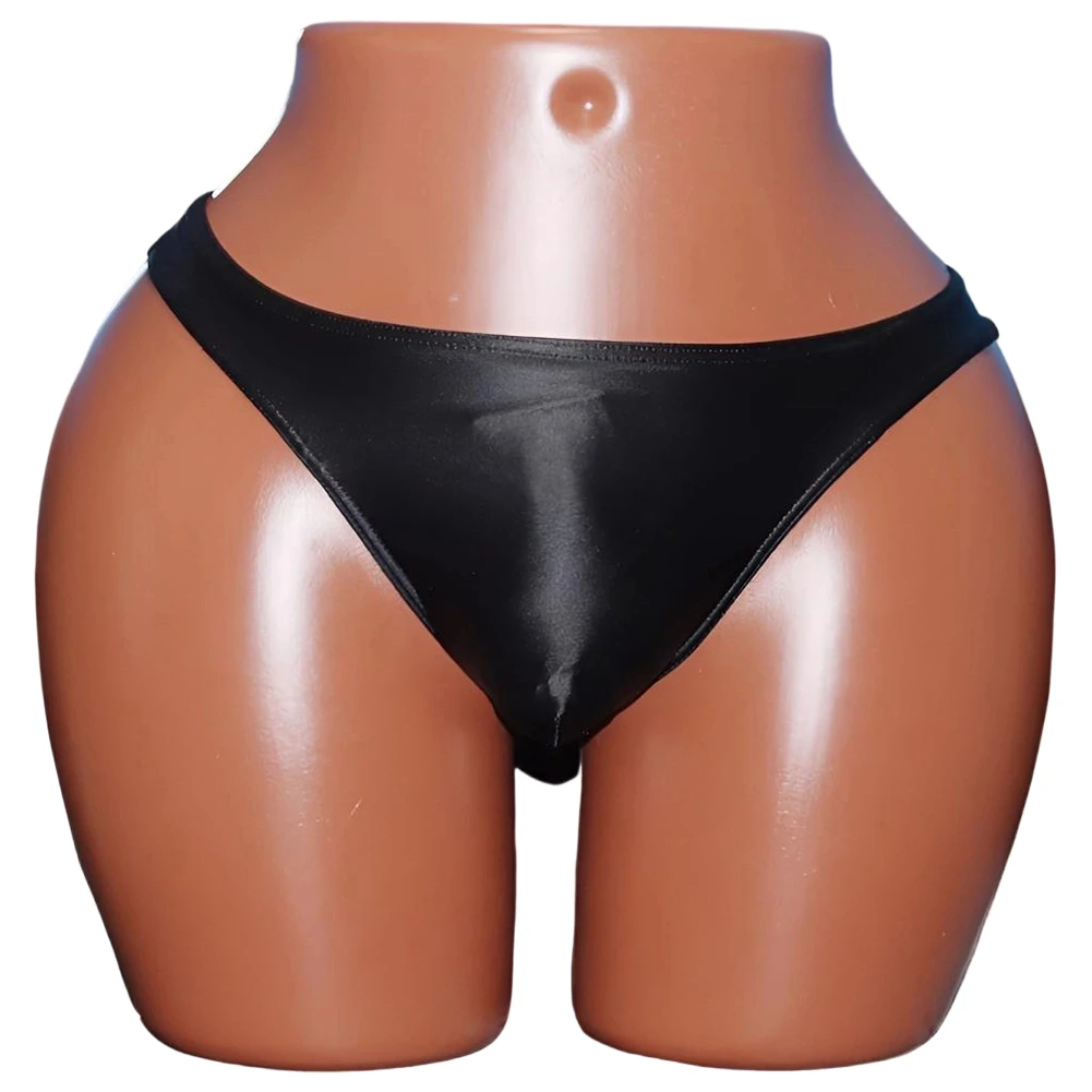 Men's Satin-like Smooth Briefs Underwear Half-covered Buttocks U Pouch Low Waist Sissy Briefs Lingerie XXL