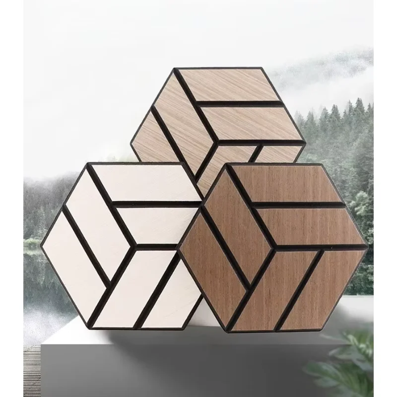 Self-adhesive Hexagonal Sound-absorbing Board Soundproof Wall Sticker Background Wall Decoration for Bedroom Office Noise Reduct