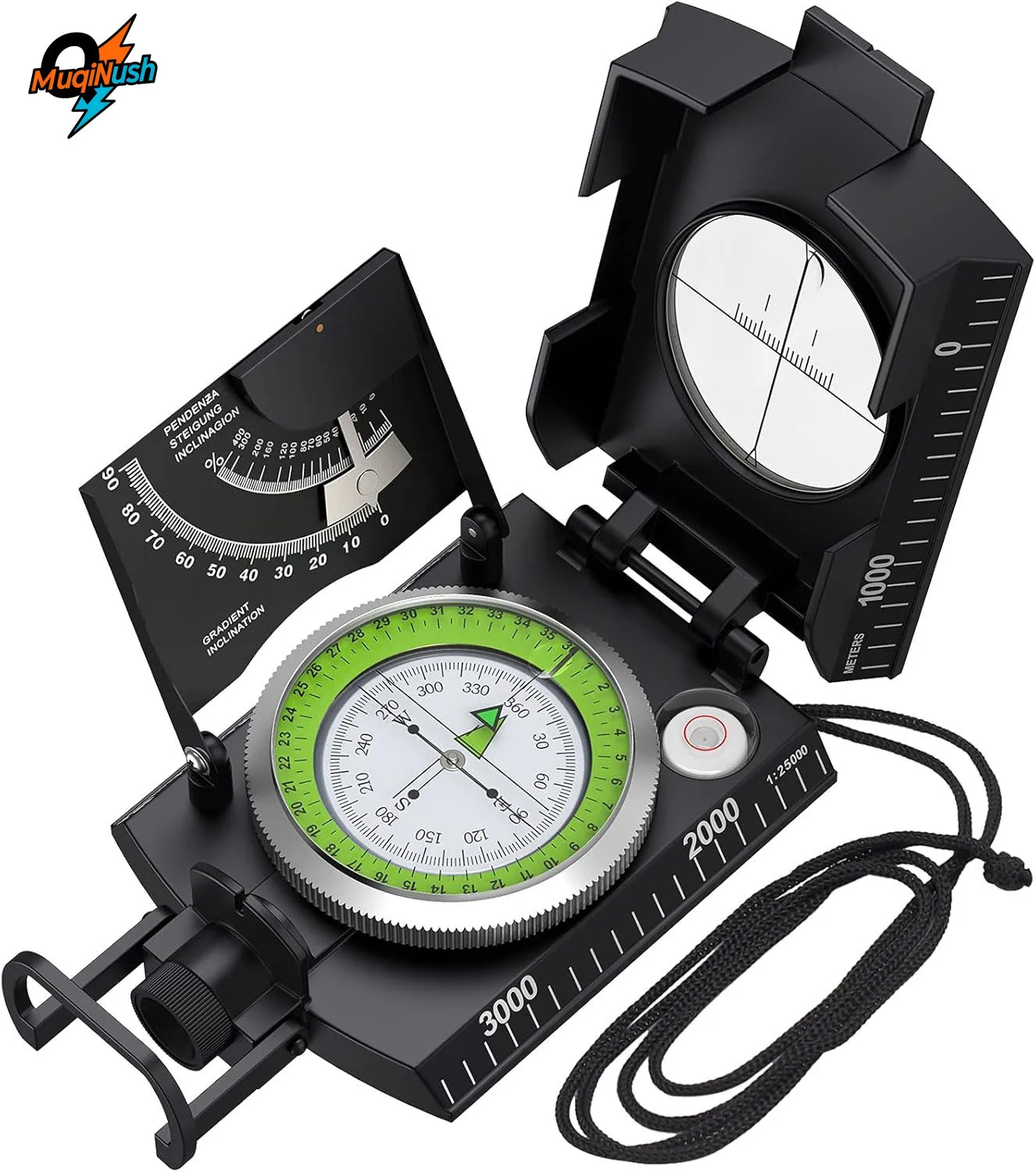 

MuqiNush Sighting Waterproof Compass for Navigation Camping Hunting Hiking Geology Activities with Clinometer, Carrying Bag