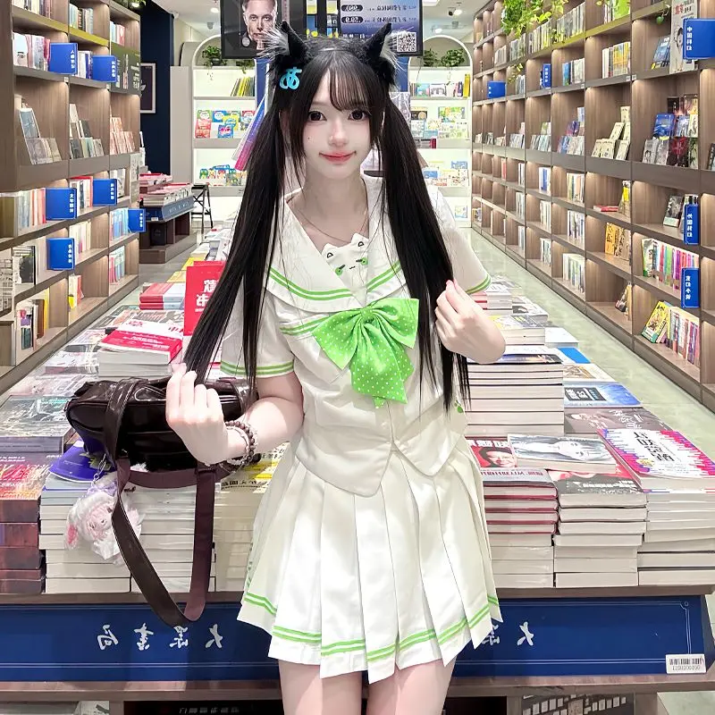 Gonna uniforme JK modello gatto Abito da marinaio Vita originale genuina che dimagrisce Abito stile college giapponese Tre colori opzionali