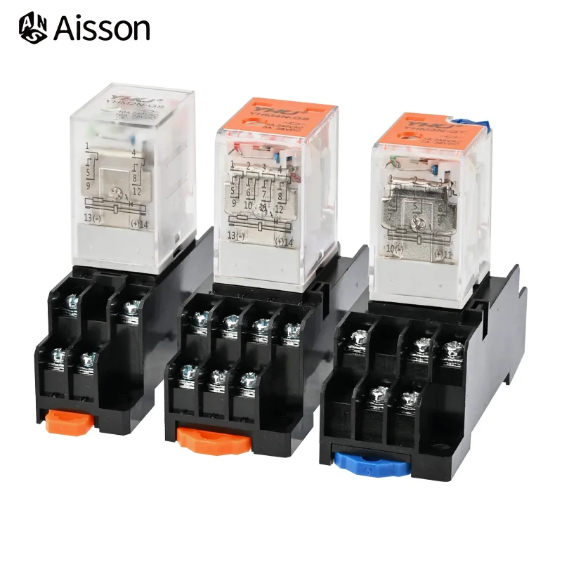 MY2N-GS MY3N-GS MY4N-GS Miniature Coil Electromagnetic Intermediate Relay DC12V 24V AC 24V 110V 220V 8pin 11pin 14pin with Base