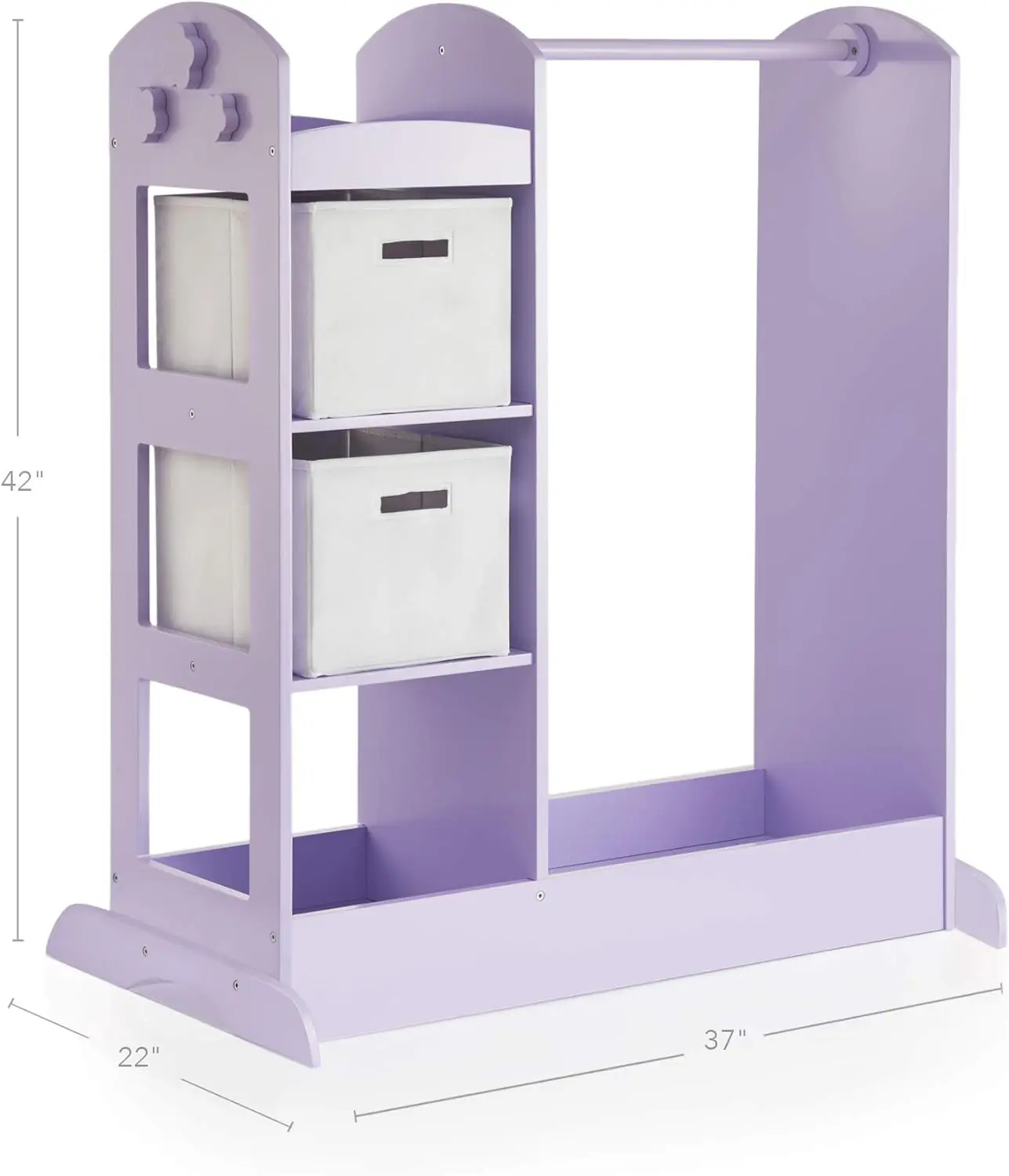 See and Store Dress-up Center – Lavender: Pretend Play Storage Closet with Mirror & Shelves, Armoire for Kids with Bo