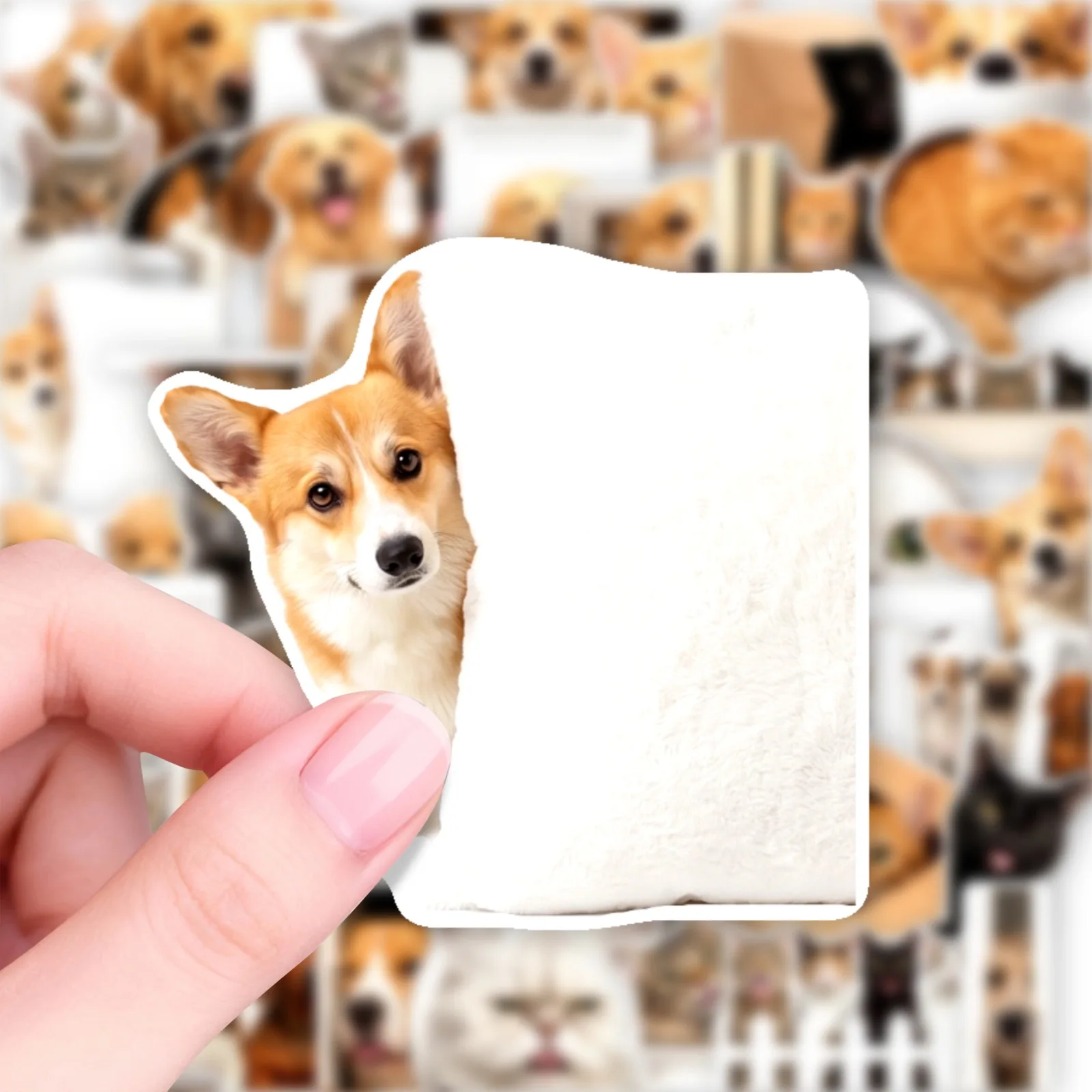 10/30/50-Piece/Set Cartoon Cute Animal Head Stickers - Waterproof DIY Graffiti Decor for Laptops, Phones, Backpack
