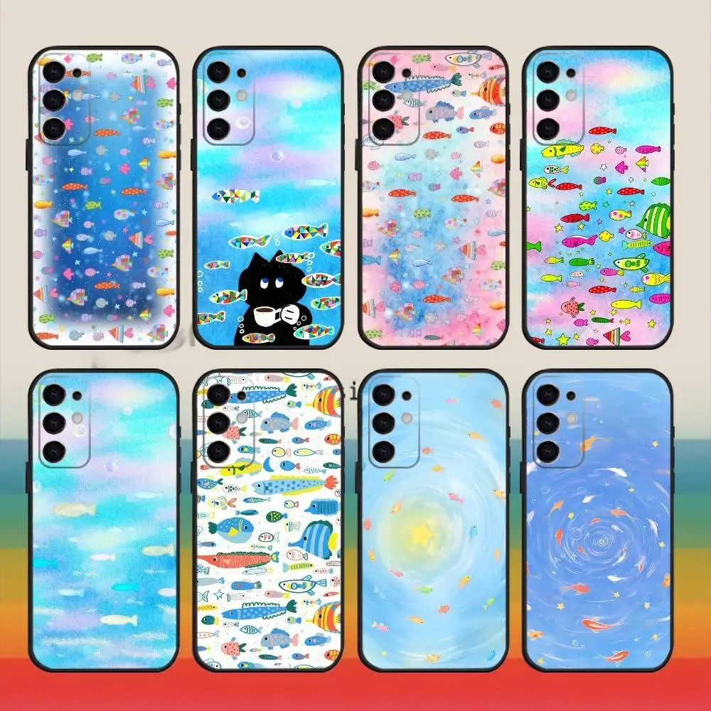 삼성 S 25,24,23,22,30,21,10,9,울트라,플러스,라이트,FE,4,5 G 블랙 소프트 케이스용 많은 F-fish 전화 케이스