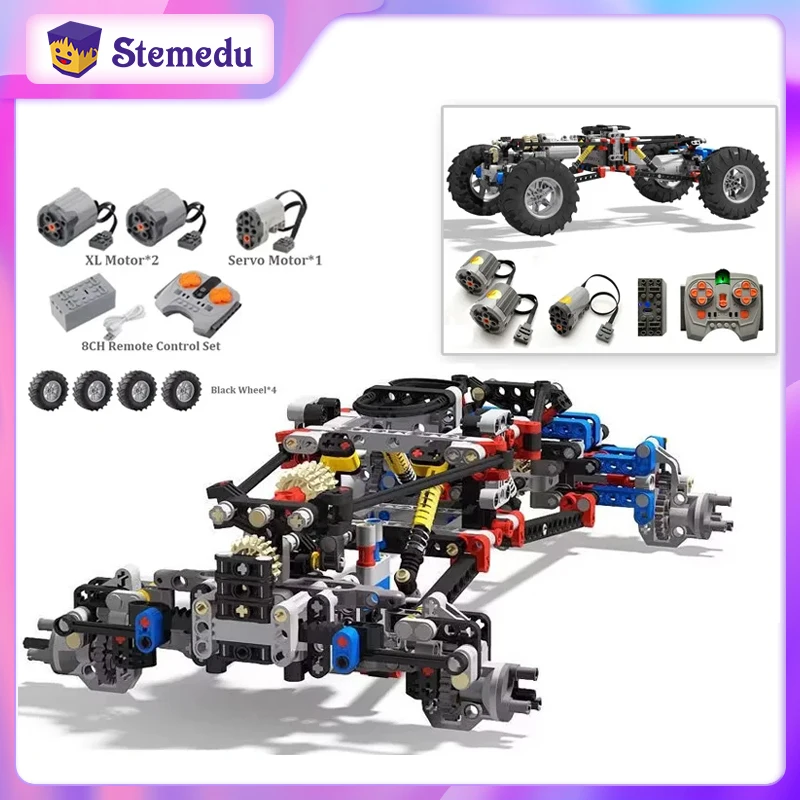 MOC 4WD RC Car Chassis Kit Drive Climbing Car Off-Road Suspension 8CH APP Remote Control 8882 8878 Technical part For legoeds
