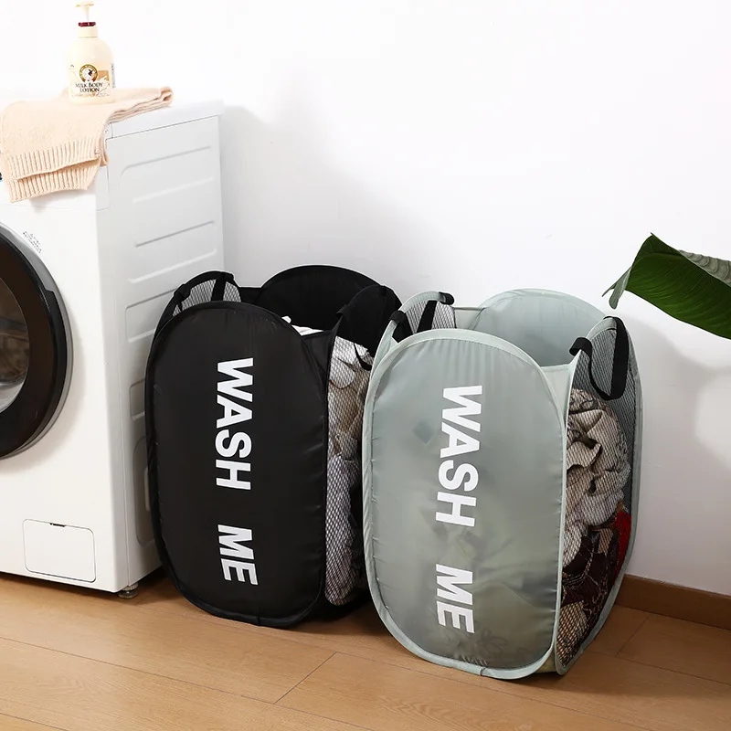 Wide Opening Portable Mesh Pop up Laundry Hamper - Breathable Collapsible Space-Saving Laundry Basket for Dorm Travel Bathroom