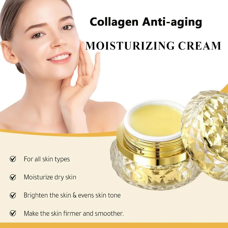 Collagen Face Cream Anti-Aging Moisturizer Firming Skin Care Décolleté Daily Face Cream Day Night Reduce Wrinkles Fine Lines