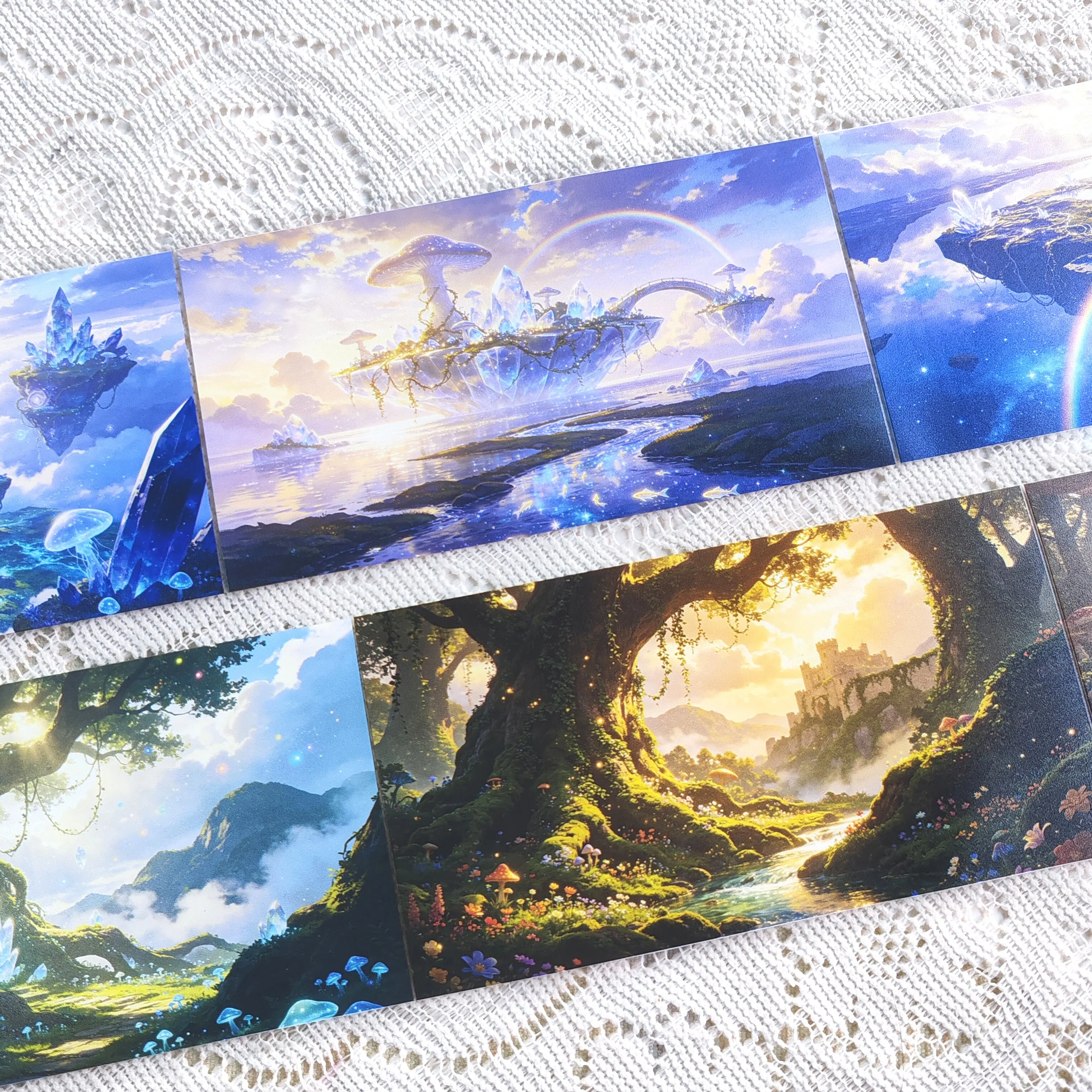 DIY Fantasy World Base Background Washi Tape, Scenery Journaling Sticker for Scrapbooking Collage Card Decor