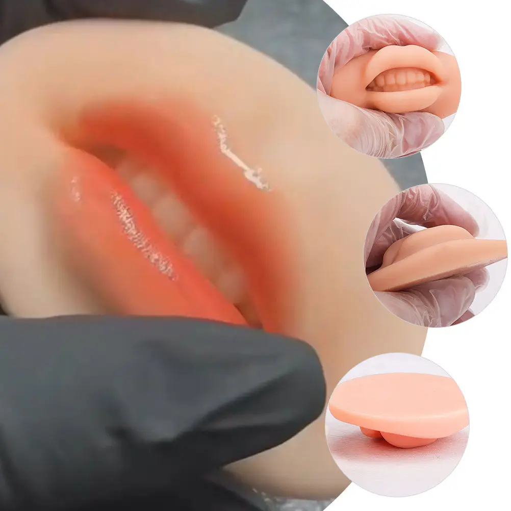3Pcs 3D Silicone Fake Lip Skin Portable Tattoo Practice Professional Simulation Lip Mold Tattoo Accessory Tattoos Accessory