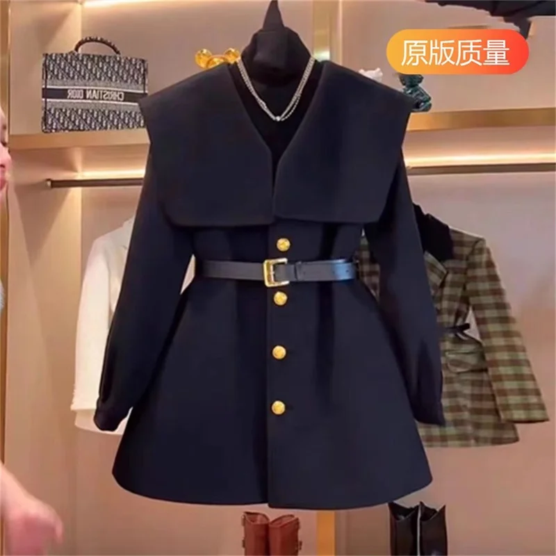 Vintage With Belt Wool Jacket For Women Autumn And Winter 2024 New Popular Seasonal Temperament Top Female Blazer Wool OutCoat