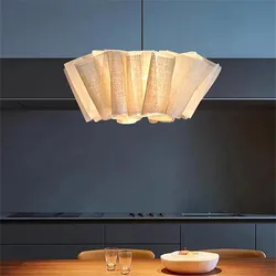 Anders Pendant Light Bedside Wabi Sabi linen fabric lamp Vintage Handmade folded lamp coffee Bar Dining Room hanging light