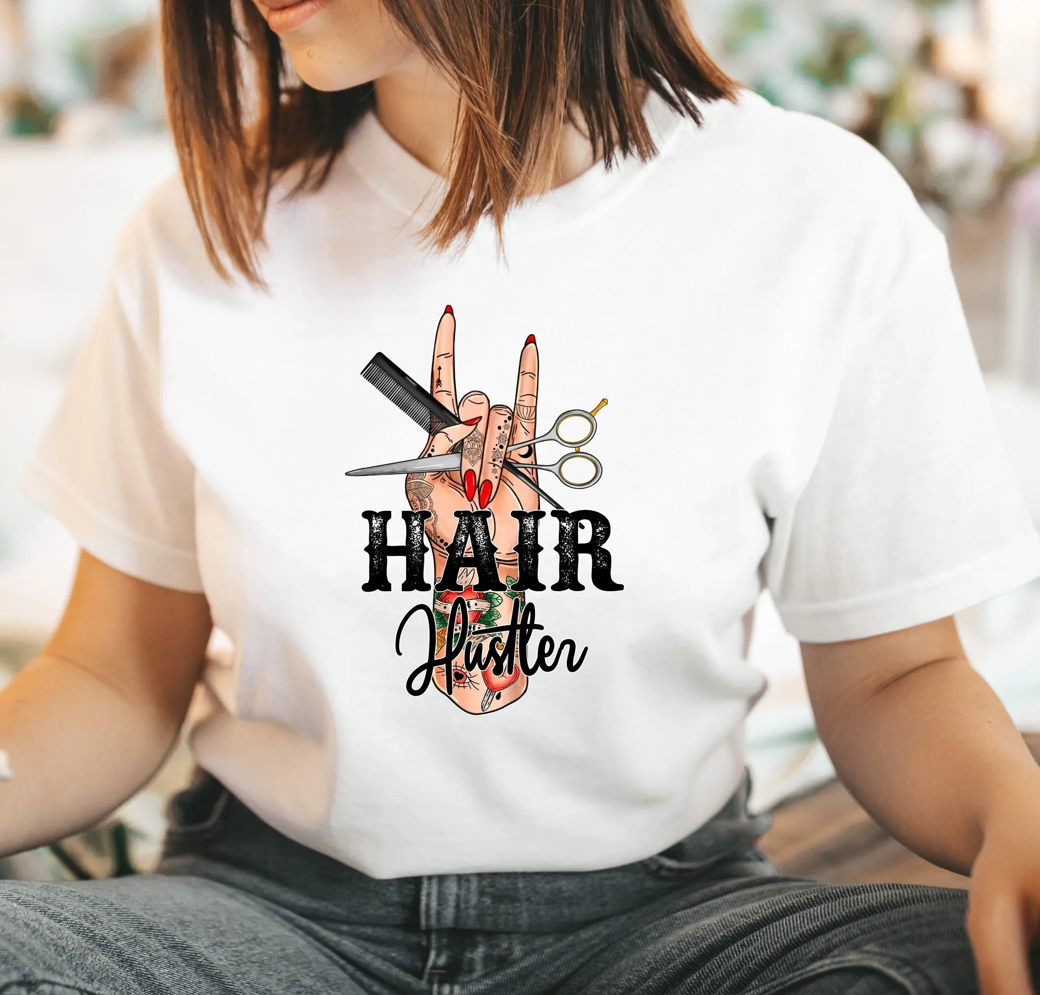 Hair Hustler T Shirt For Stylist Cool Barber S Fashionable Shop