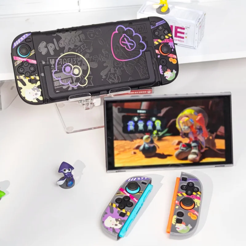 In Stock Switch 2 Oled Protective Case Hard Shell Dockable Splatoon 3 Anti Scratch Shockproof Protective Cover For Adult Gamers