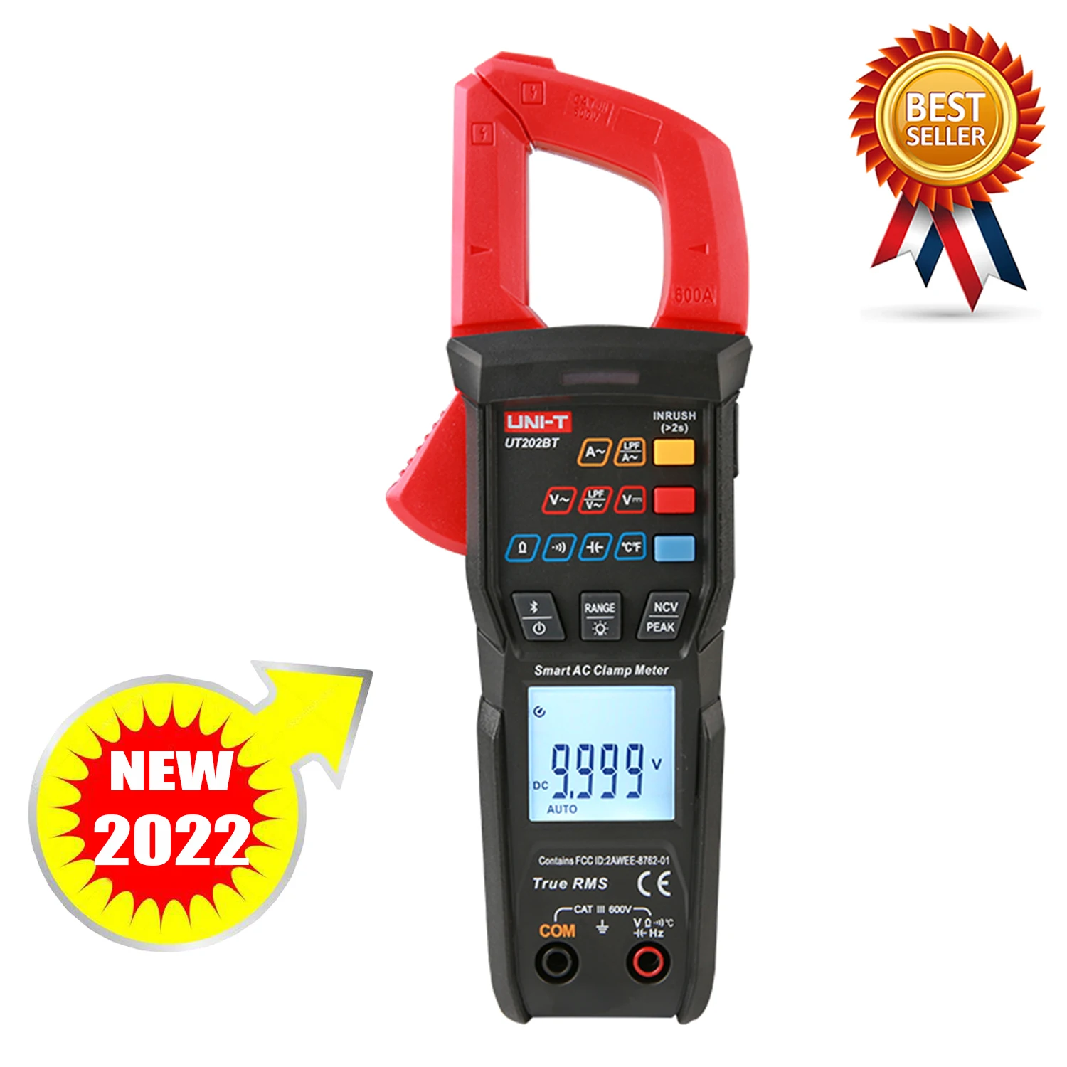 

UNI-T UT202S UT202BT Digital Clamp Meter AC 600A True RMS NCV Ammeter DC Voltage Frequency Hz Capacitance Data Hold 6000 Counts