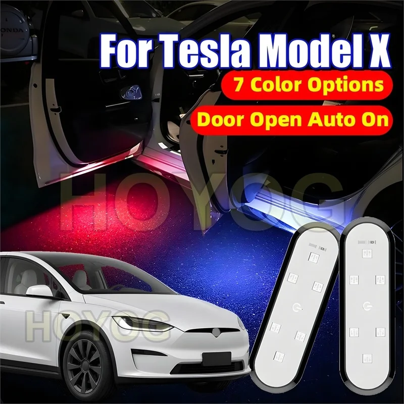 Fit for Tesla Model X 2015-2026 USB Rechargeable LED Car Door Warning Light with Automatic On/Off for Nighttime Door Safety