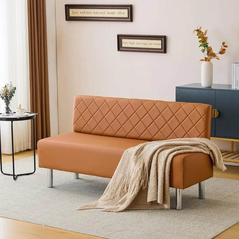 Waiting Room Bench with Back 58.6 Office Guest Chair Upholstered Reception Seating Lobby Furniture for Beauty Salon