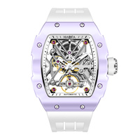 Haofa Ceramic Automatic Movement Tourbillon Men's Mechanical Watch Luminous 72 H Power Rubber Strap Waterproof Sports Watch 1988