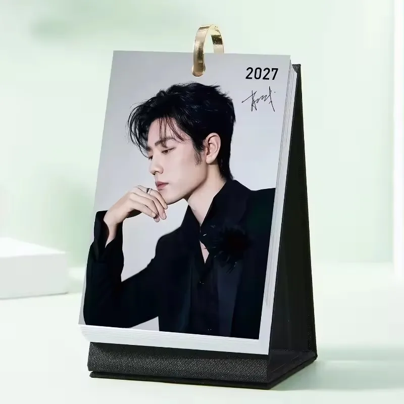 2027 Weekly Calendar Xiao Zhan 2027 Calendar Peripheral Desktop Ornament Fan Support Gift Collection Desk Calendar
