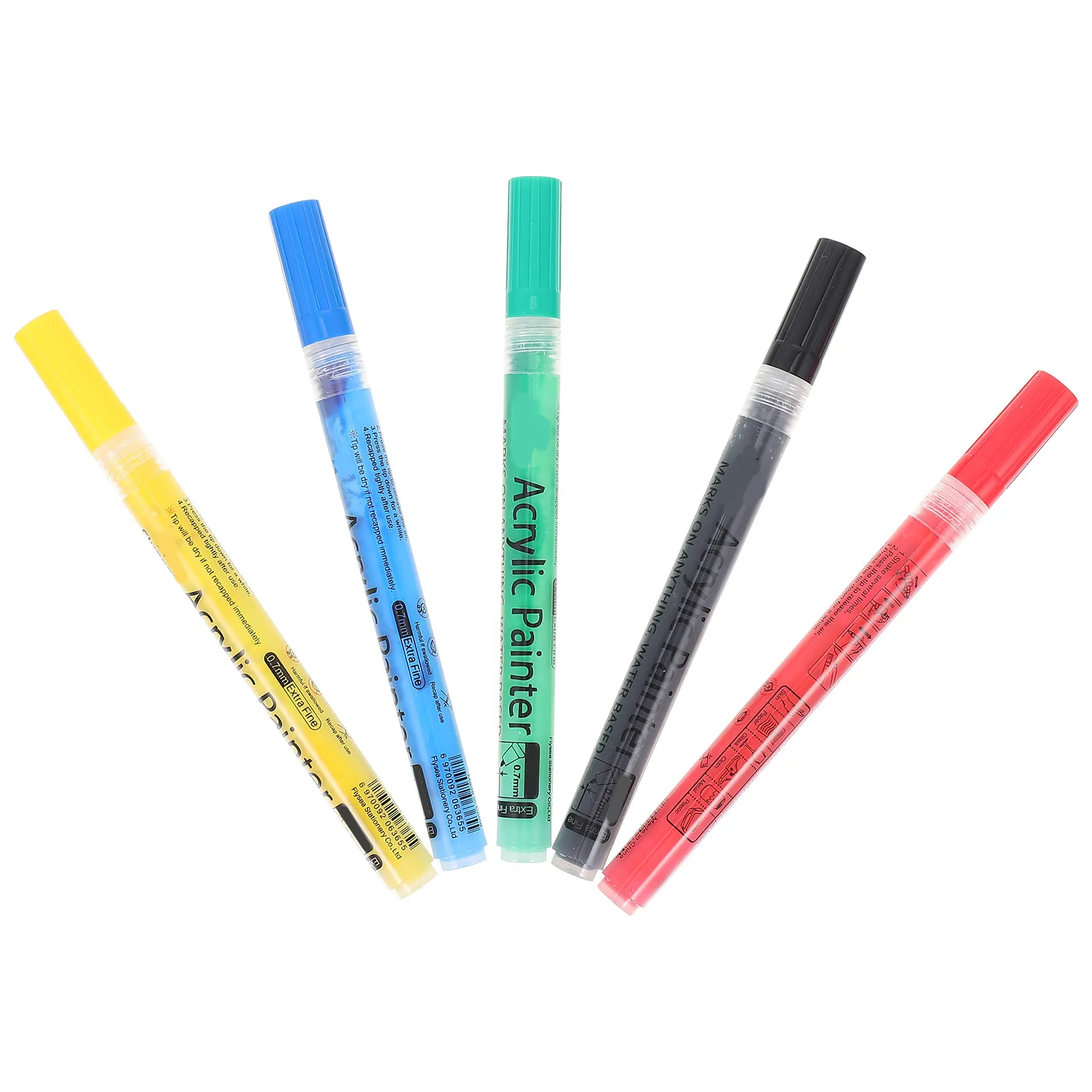 

5Pcs Acrylic Markers Comfortable Grip Long Lasting Colorful Paint Pens for Paper Canvas and Glass Paint Pen Colorful Mark Pens