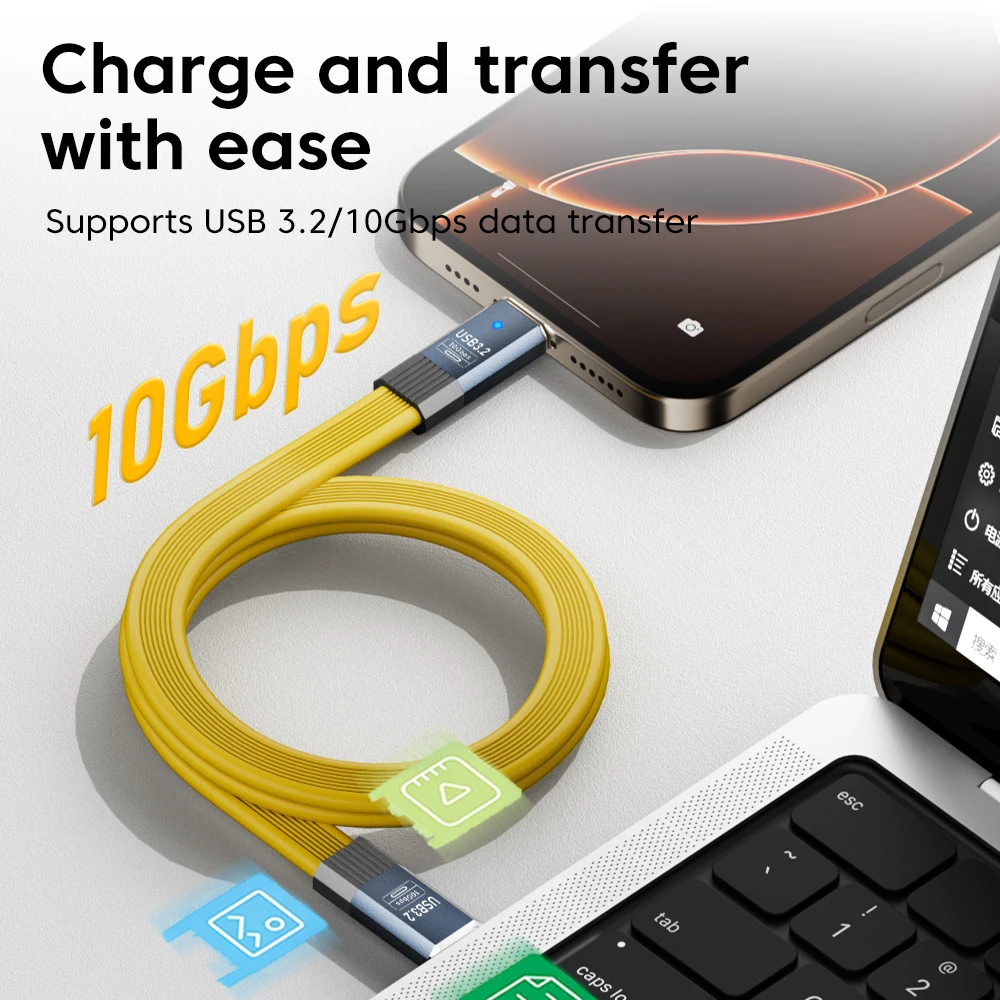 USB 3 .2Gen3 10Gbps FPC Cable 5A Fast Charging USB to Type C Cable Thunderbolt 3 8K@60Hz Cable USB C Data Cabel For Iphone 16 15