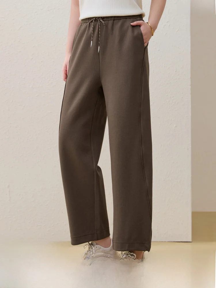 

Брюки Nine-Foot Lantern свободного кроя с эластичным поясом, драпированные, прямые, летние, новая модель, большие размеры, женская одежда для полных женщин (MM)