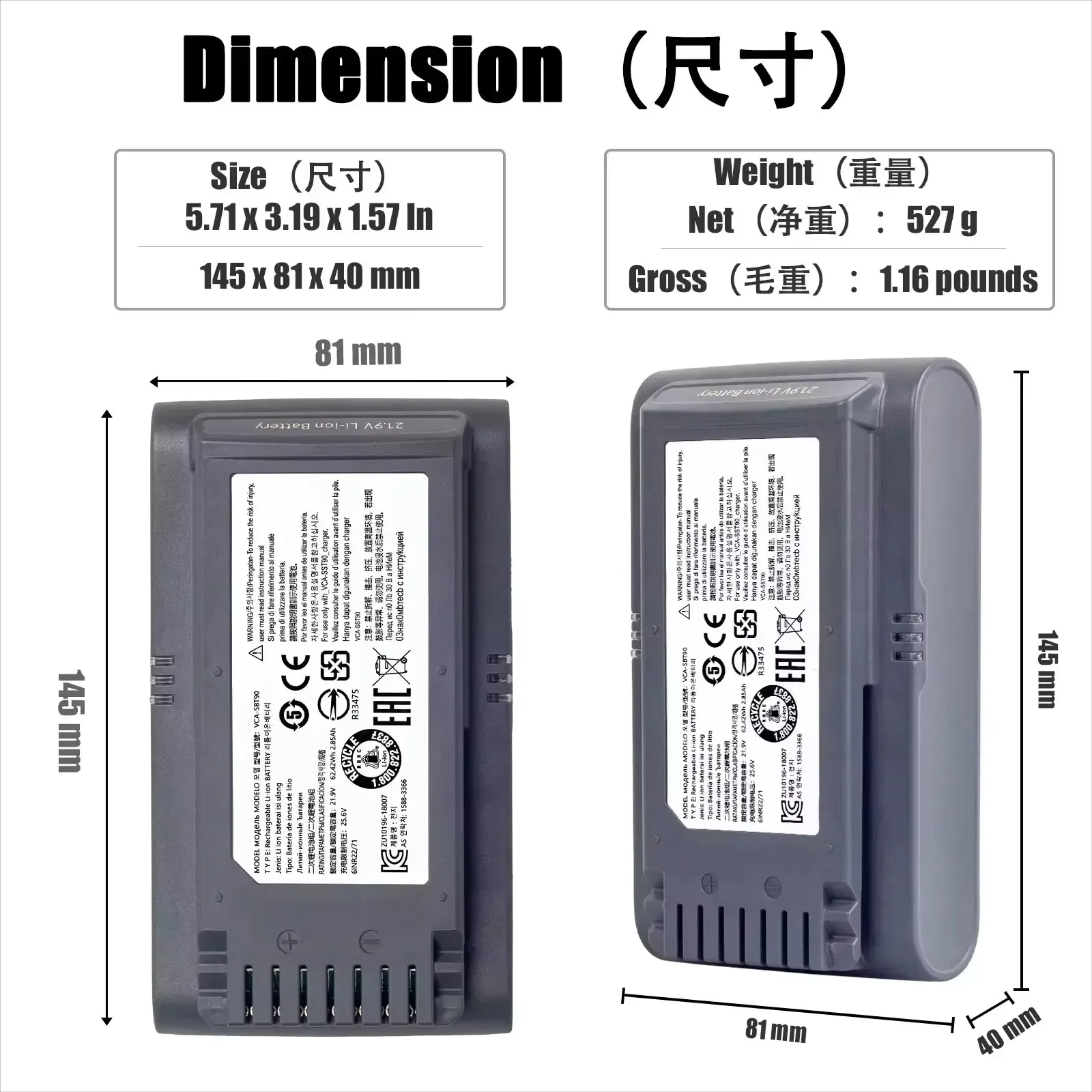 100%New Sweeper Battery VCA-SBT90 for Samsung Vs9000 Jet90 Jet75 Cordless Handheld Vacuum Cleaner Battery