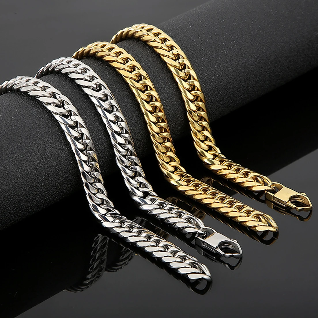 

Granny Chic 13mm 7-40inch Silver Color/Gold Stainless Steel Curb Cuban Link Chain Necklace or Bracelet for Punk Men Boys Women