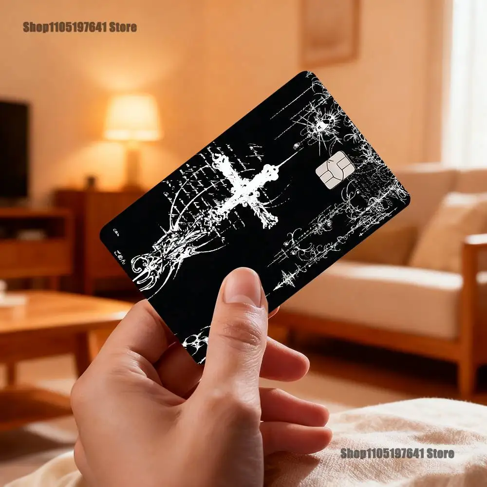 Gothic Cyber Sigil Cross Eyes Skull Card Stickers Credit Visa Debit Bank Charge Card Metro Waterproof Sticker Decal Decoration