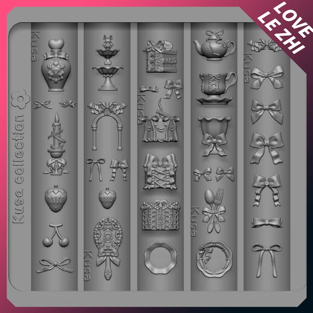 

1Pcs Beautiful Garden Bowknot Cake Dishes Cups Silicone Nail Templates Mold Afternoon Tea Chocolate Biscuit Nail Carving Mold