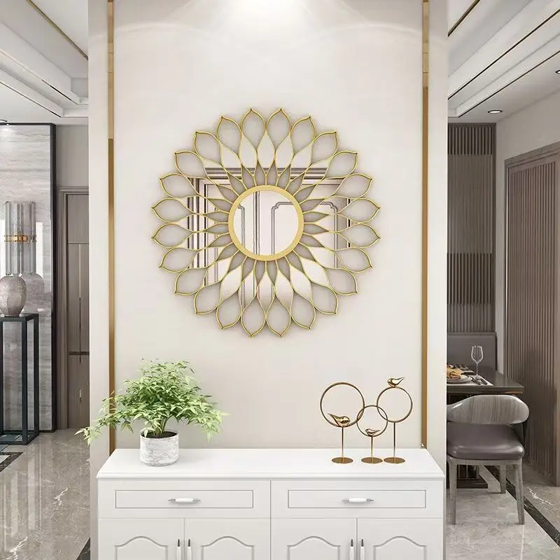 #@Z 80CM Superior Quality Large Wall Art Mirror Gold Metal Frame Decorative Living Room Hanging Dropshipping DDP*